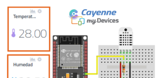 Dashboard con Cayenne IOT + ESP32 y DHT22