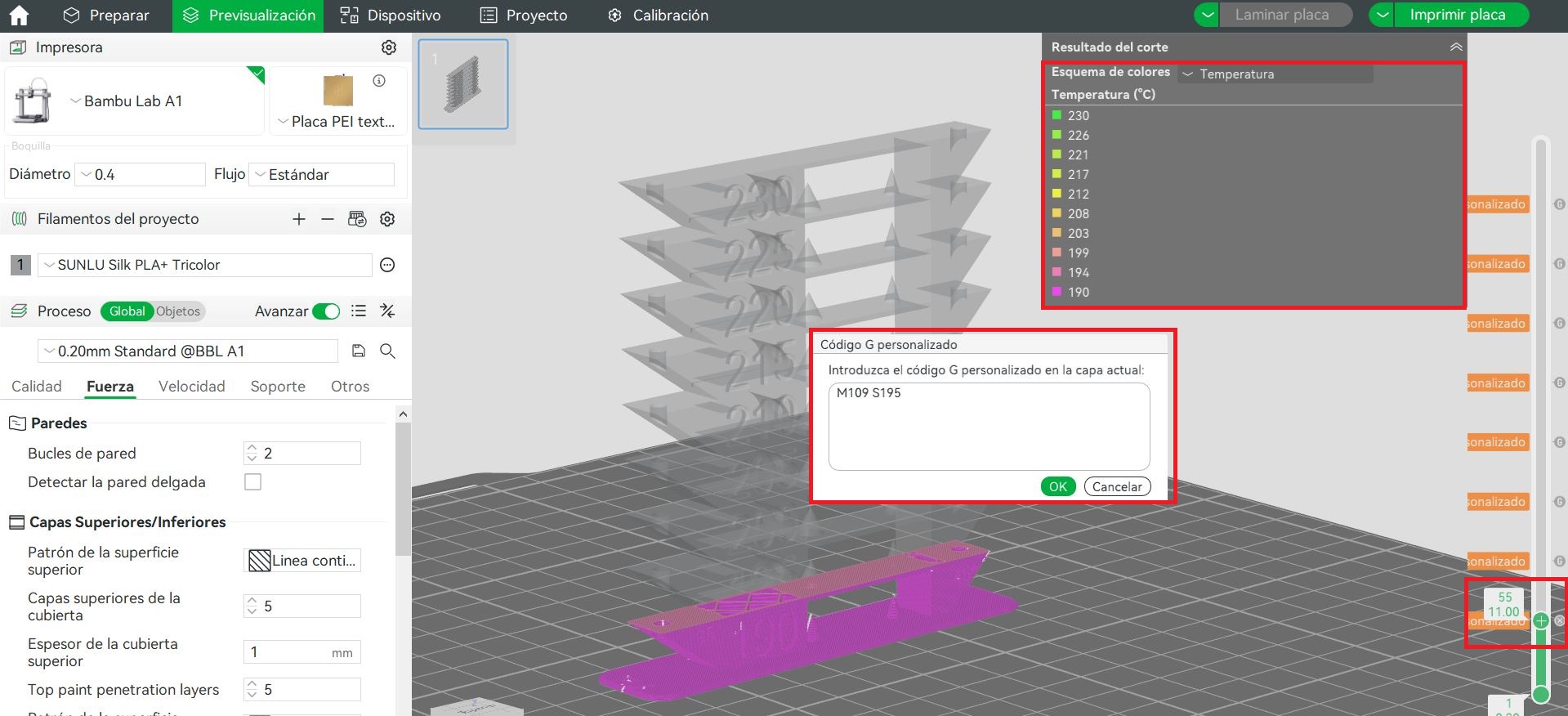 torre definir rangos de temperatura