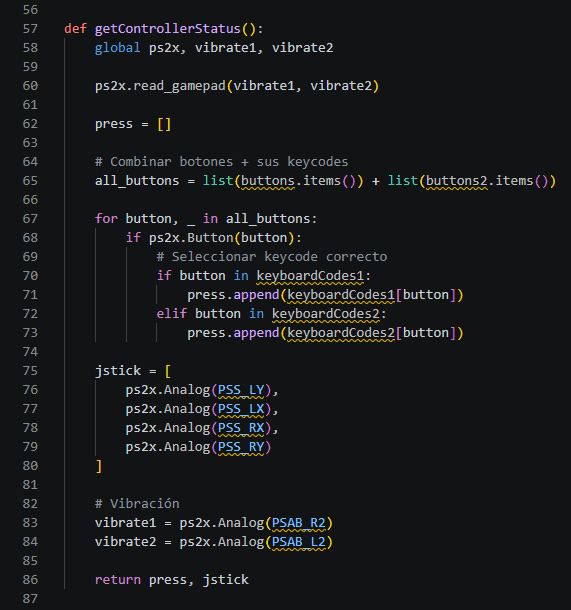 EN143 - Control de robots móviles con la Dual One - Code v07 - Controller update function